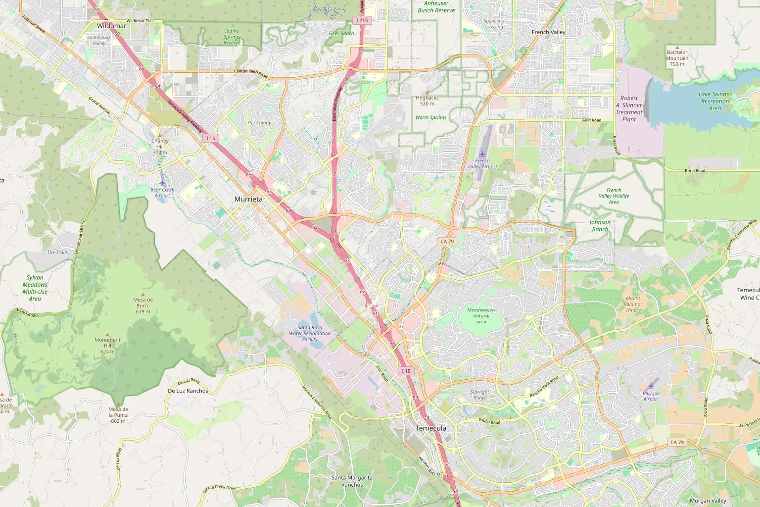 Map of Murrieta, French Valley, and Temecula